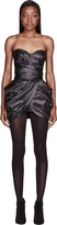 Thumbnail for your product : Balmain Black Leather Gathered Blossom Dress