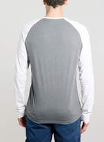 Thumbnail for your product : Topman Grey Marl/White Contrast Raglan Longsleeve T-shirt
