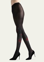 Thumbnail for your product : Natori Nikko Opaque Floral-Embellished Tights