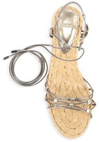 Thumbnail for your product : Alexandre Birman Leona Ankle-Wrap Metallic Leather Espadrille Wedge Sandals
