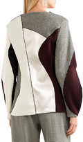 Thumbnail for your product : Victoria Beckham Paneled Ribbed-knit, Houndstooth Wool And Sateen Sweater
