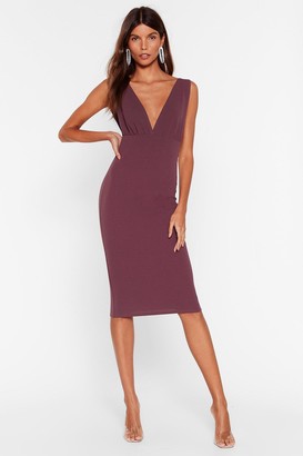 deep plunge midi dress
