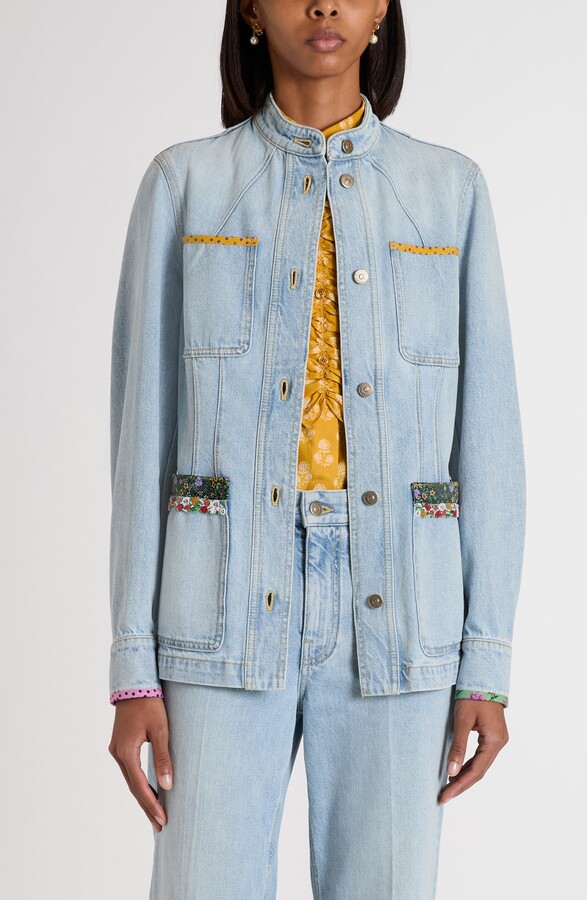 Contrast Border Denim Jacket
