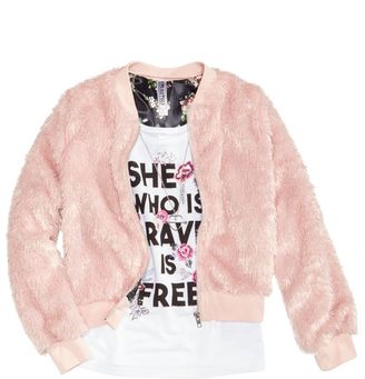 Beautees 2-Pc. Faux Fur Bomber Jacket and Tank Top Set, Big Girls (7-16)