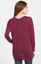 Thumbnail for your product : Halogen Back Zip V-Neck Tunic Sweater (Regular & Petite)