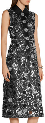 Marc Jacobs Pvc-Trimmed Embellished Shell Midi Dress