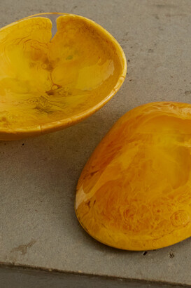 Dinosaur Designs Volcanic Marbled Resin Jar - Yellow