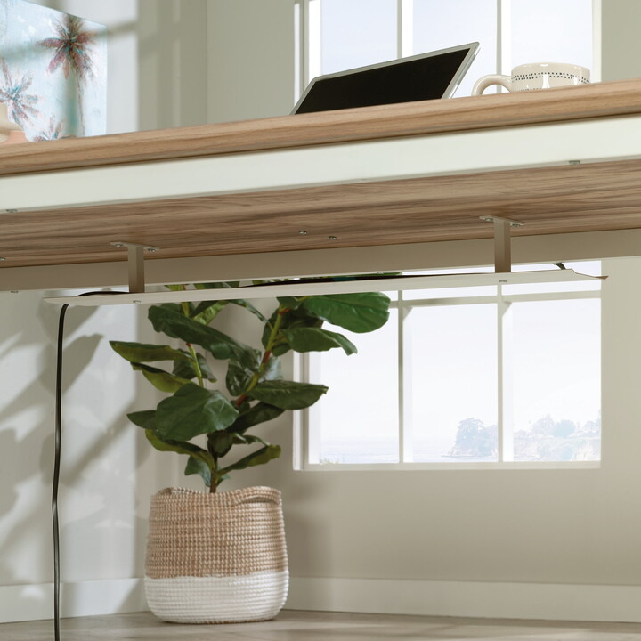 Worksense by Sauder Bergen Circle Cable/Cord Management Tray, White Finish