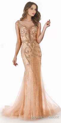 Morrell Maxie Dazzling Embellished Illusion Fitted Evening Dress