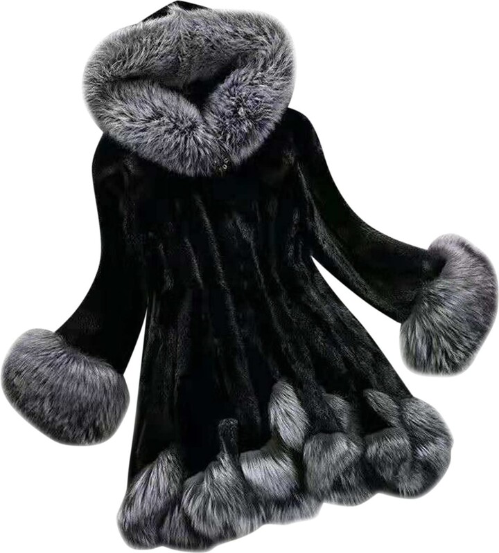 Fur Lined Black Fake Black Fox Fur Parka Coat Fox Fur Jacket Shop