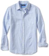 Thumbnail for your product : Banana Republic Slim-Fit Blue Striped Linen/Cotton Button-Down Shirt
