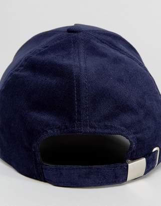 ASOS Baseball Cap In Navy Cord With NY Embroidery