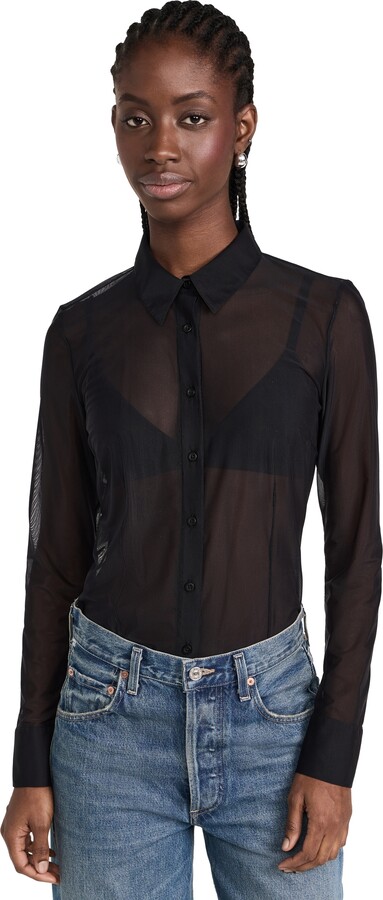 Commando Chic Mesh Button Down Bodysuit