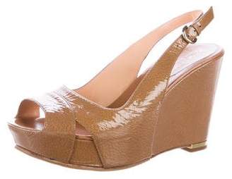 Sergio Rossi Patent Leather Slingback Wedges