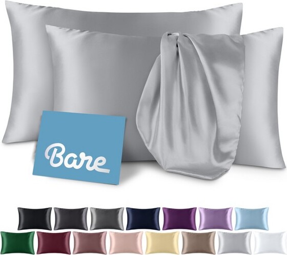 Bare Home 2 Pcs Standard - Envelope White Satin Pillowcase Set