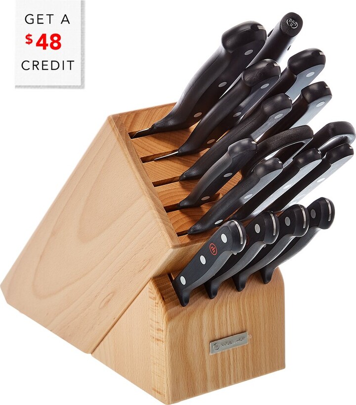 Wusthof Gourmet 16Pc White Knife Block Set, Acacia With $48 Credit