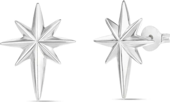 Dinny Hall Silver / White North Star Silver Stud Earrings