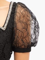 Thumbnail for your product : Self-Portrait Crystal-embellished Guipure-lace Midi Dress - Black