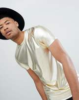 Thumbnail for your product : ASOS DESIGN festival Tall longline t-shirt in gold metallic