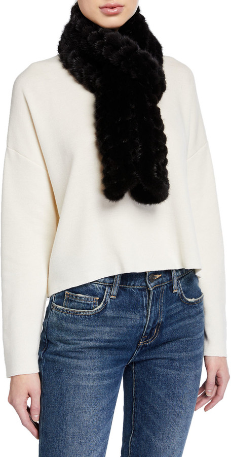 Kelli Kouri Grid Knit Mink Fur Scarf Shopstyle