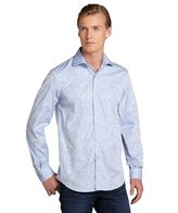Thumbnail for your product : Report Collection blue cotton paisley tonal long sleeve button down shirt