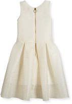 Thumbnail for your product : Parker Zoe Perforated Neoprene Stripe Dress, Gold, Size 7-16