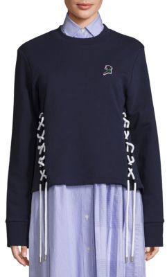 Public School Leighton Cotton French Terry Lace-Up Sweatshirt