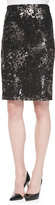Thumbnail for your product : Lela Rose Foiled Lace Straight Skirt