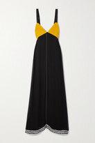 Thumbnail for your product : Proenza Schouler Beaded Crochet And Velvet-trimmed Silk-chiffon Maxi Dress