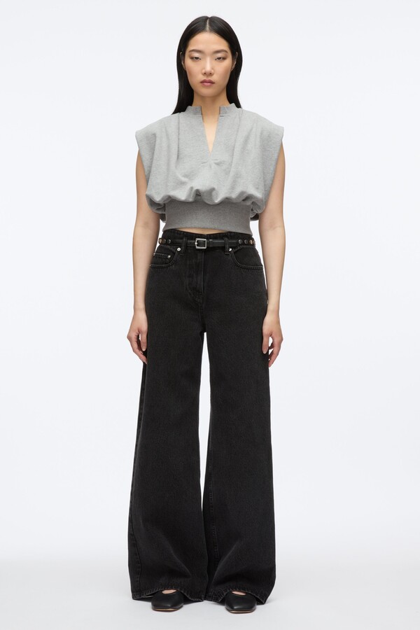 Sleeveless French Terry Top in GREY MELANGE