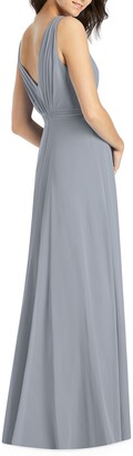 Jenny Packham V-Neck Sleeveless A-Line Lux Chiffon Bridesmaid Gown