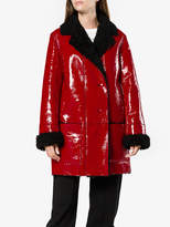Thumbnail for your product : Christopher Kane Patent Leather Coat With Shearling Lining