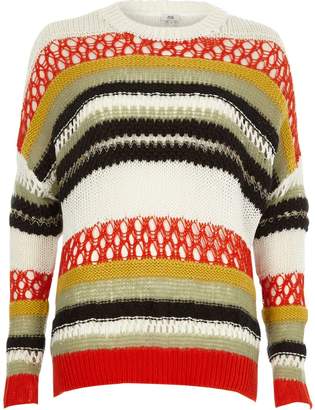 River Island Womens Orange multi colour stripe mixed knit jumper