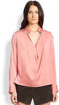 Thumbnail for your product : Halston Silk Cowl-Front Blouse