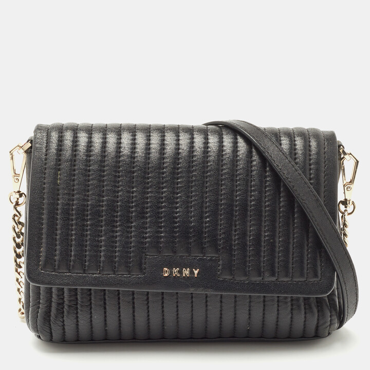 DKNY Black Quilted Leather Gansevoort Flap Shoulder Bag - ShopStyle