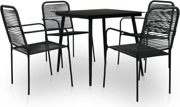 VidaXL vidaXLPatioDiningSetDiningTableandChairsCottonRopeandSteelBlack