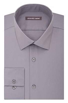 Geoffrey Beene Men's Sateen Fitted Solid Spread Collar Dress Shirt