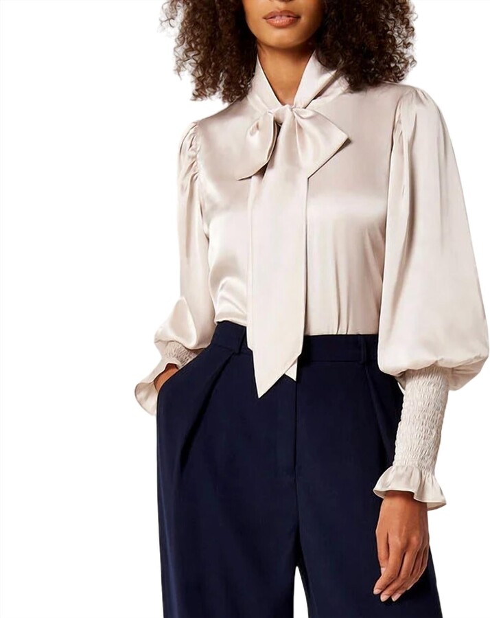 satin balloon sleeve blouse