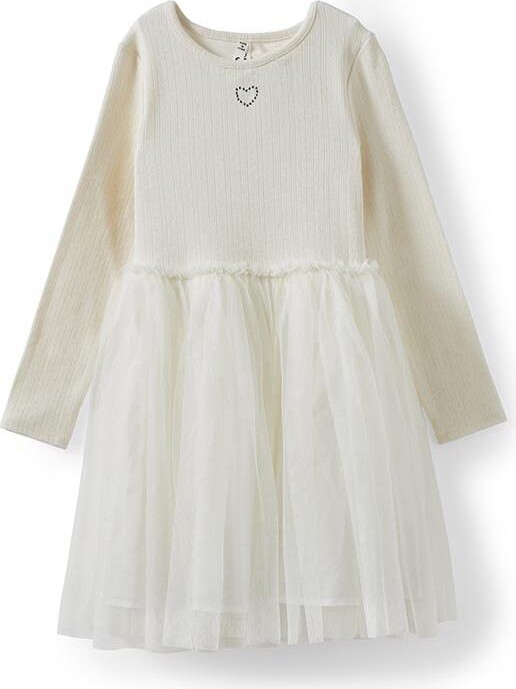 Cotton On Toddler Girl's Harper Long Sleeve Dress Up Dress - Dark vanilla/pointelle heart
