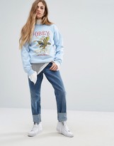 Thumbnail for your product : Obey Crew Neck Sweatshirt With Soaring Eagle Print