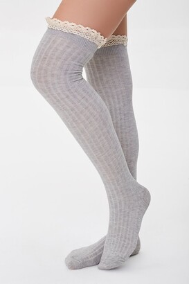 Forever 21 Crochet-Trim Over-the-Knee Socks