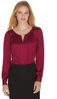 Thumbnail for your product : White House Black Market Long Sleeve Pleat Front Blouse