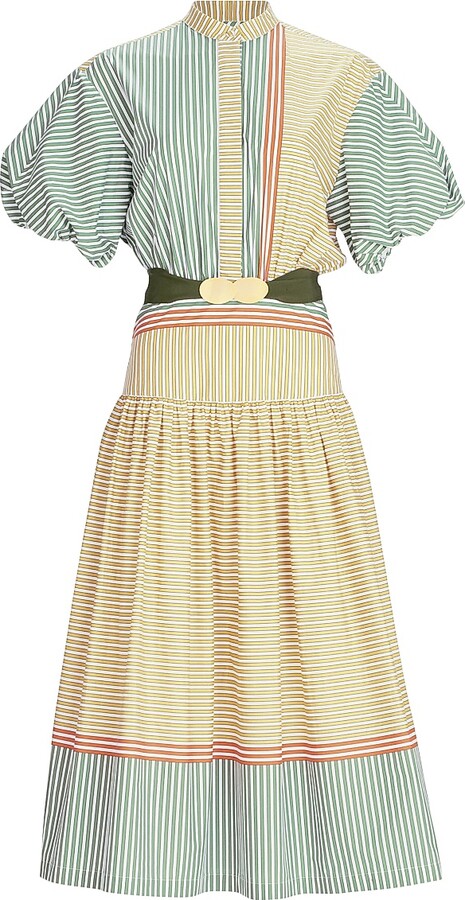 Silvia Tcherassi Women's Jil Striped Midi-Shirtdress - Garden Stripes - Size Large