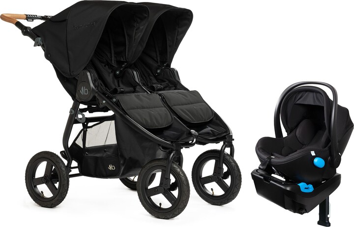 Bumbleride Indie Twin Double Stroller & Clek Liing Railroad Ziip Travel System Car Seat Set