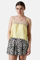 Thumbnail for your product : Topshop Embroidered Mesh Trim Crop Camisole