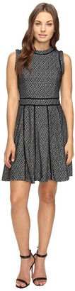Adelyn Rae Fit and Flare Dress with Black Trim