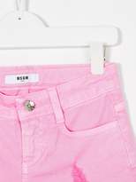Thumbnail for your product : MSGM Kids distressed denim shorts