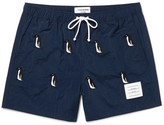 Thumbnail for your product : Thom Browne Mid-Length Penguin-Embroidered Swim Shorts