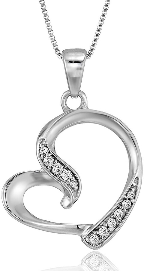 HN Jewels 14K White Gold Plated 0.33 Cts Sim Diamond Infinity with Heart Pendant W/18 Chain 
