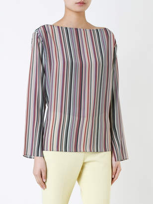 Theory boat neck striped blouse